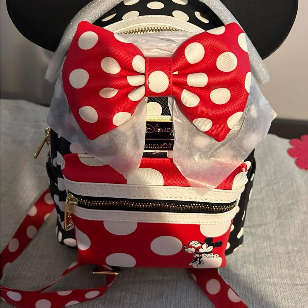 Loungefly Disney Minnie Mouse Polka Dot Backpack - Red and Black